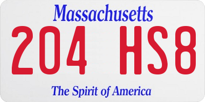 MA license plate 204HS8