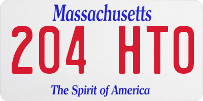 MA license plate 204HT0