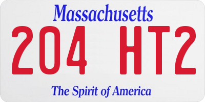 MA license plate 204HT2