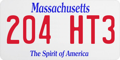 MA license plate 204HT3