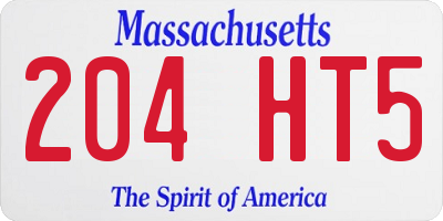 MA license plate 204HT5