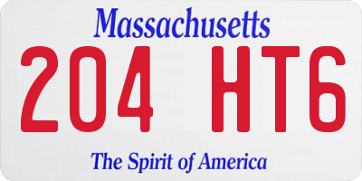 MA license plate 204HT6