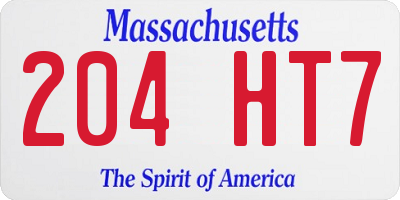 MA license plate 204HT7