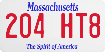 MA license plate 204HT8
