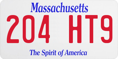 MA license plate 204HT9