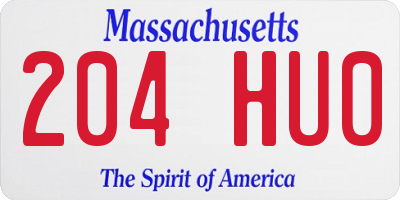 MA license plate 204HU0