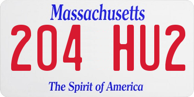 MA license plate 204HU2