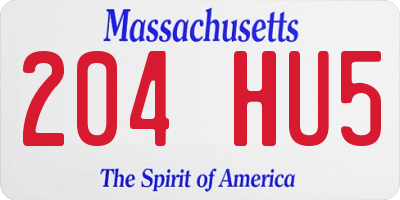 MA license plate 204HU5
