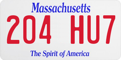 MA license plate 204HU7