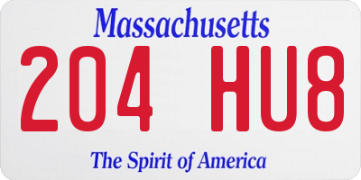 MA license plate 204HU8