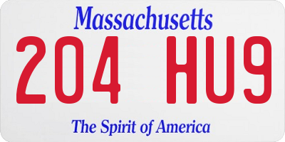 MA license plate 204HU9
