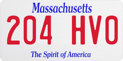MA license plate 204HV0