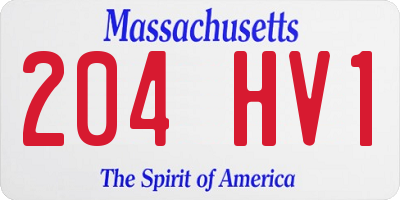 MA license plate 204HV1