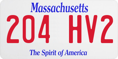 MA license plate 204HV2