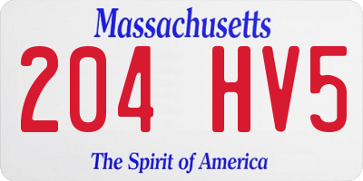 MA license plate 204HV5