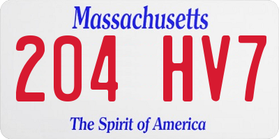 MA license plate 204HV7