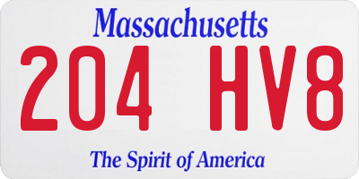 MA license plate 204HV8