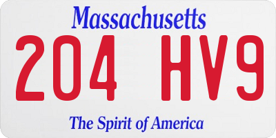 MA license plate 204HV9