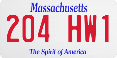 MA license plate 204HW1