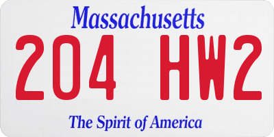 MA license plate 204HW2
