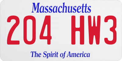 MA license plate 204HW3
