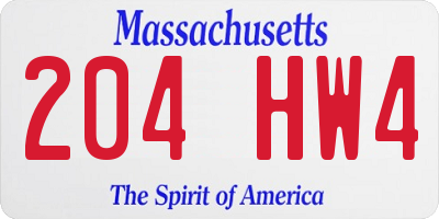 MA license plate 204HW4