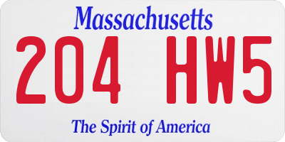MA license plate 204HW5