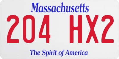 MA license plate 204HX2