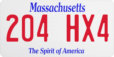 MA license plate 204HX4