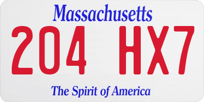 MA license plate 204HX7