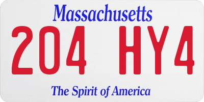 MA license plate 204HY4