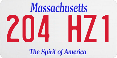 MA license plate 204HZ1
