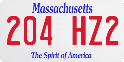 MA license plate 204HZ2