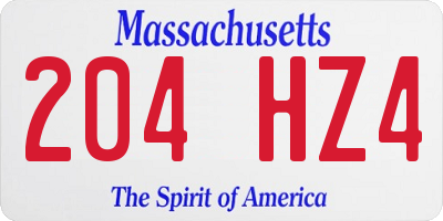 MA license plate 204HZ4