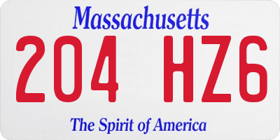 MA license plate 204HZ6