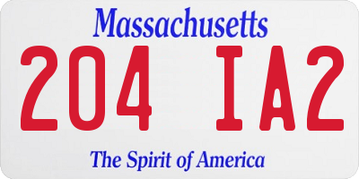 MA license plate 204IA2