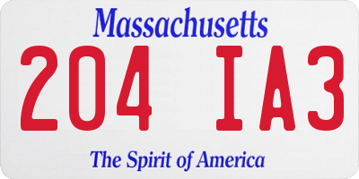 MA license plate 204IA3