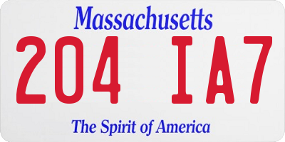 MA license plate 204IA7