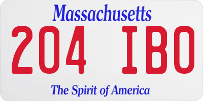 MA license plate 204IB0