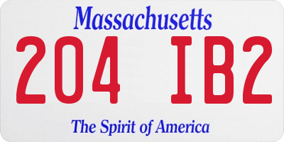 MA license plate 204IB2