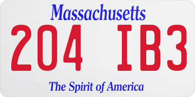 MA license plate 204IB3