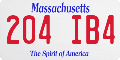 MA license plate 204IB4
