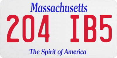MA license plate 204IB5