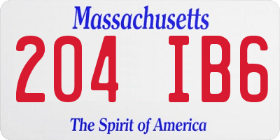 MA license plate 204IB6
