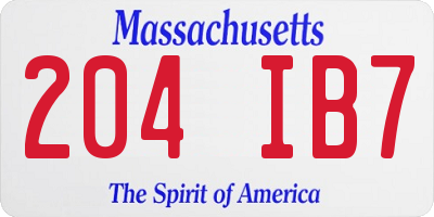 MA license plate 204IB7
