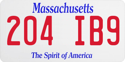 MA license plate 204IB9
