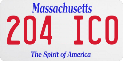 MA license plate 204IC0
