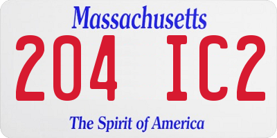 MA license plate 204IC2