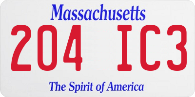MA license plate 204IC3