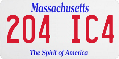 MA license plate 204IC4